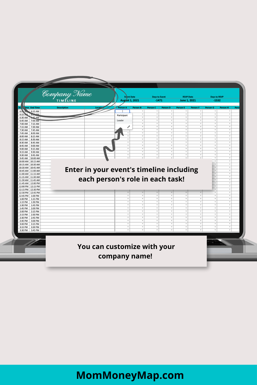 Blue and Green Gala Fundraiser Google Sheets Spreadsheet