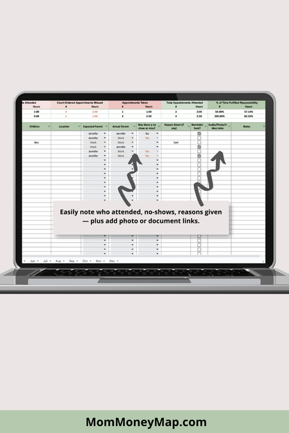 Appointment Log with Monthly and Annual Summaries Google Sheets Spreadsheet
